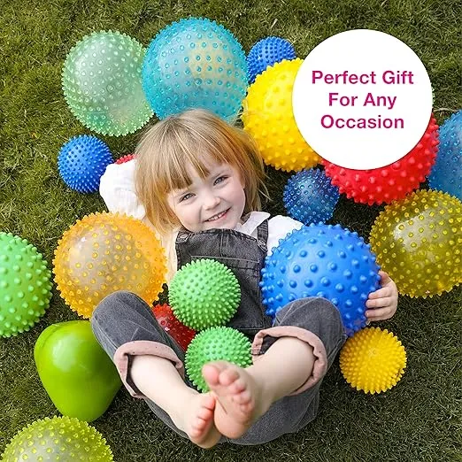 Edushape The Original Sensory Ball for Baby - 7" Blue Color Baby Ball That Helps Enhance Gross Motor Skills for Kids Aged 6 Months & Up - Vibrant, Colorful and Unique Toddler Ball