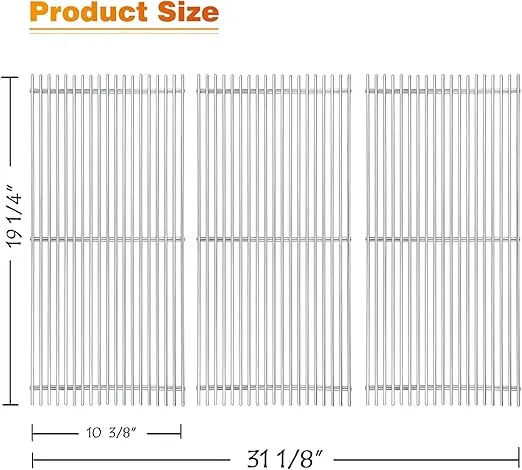 Hisencn Replacement Parts for Ducane 30400042, 30400043, 30558501, Stainless Steel Burner Tube, Heat Plates Tent Shield, 19 3/4'' Cooking Grid Grates for Ducane 5 Burner Replacement Parts