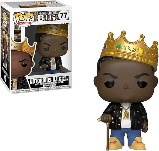Funko Notorious B.I.G. w/ Crown: Notorious B.I.G. x POP! Rocks Vinyl Figure & 1 POP! Compatible PET Plastic Graphical Protector Bundle [#077 / 31550 - B]