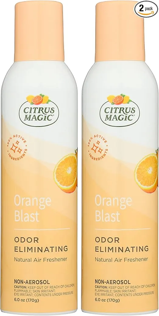 Citrus Magic Natural Odor Eliminating Air Freshener Spray, Orange Blast, 6 Ounce (Pack of 2) - Packaging May Vary