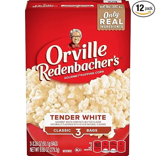Orville Redenbacher's Tender White Gourmet Microwave Popcorn, Classic Bag, 3-Count (Pack of 12)