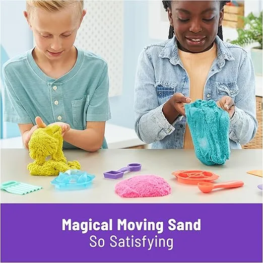 Kinetic Sand Ultimate Sandisfying Set, 2lb of Pink, Yellow & Teal Play Sand, 10 Molds & Tools, Sensory Toys, Christmas Gifts for Kids Ages 7+