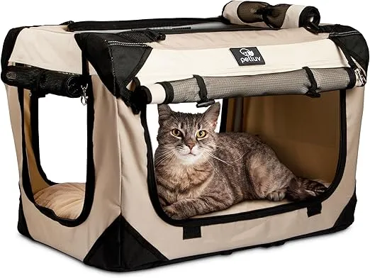 Large Cat Carrier & Dog Carrier for Most Cats or Small Dog. Soft Sided Pet Carrier for Travel. Collapsible Portable Cat Bag with Soft Bed, Top & Side Loading, Locking Zippers, Puppy Crate & Cat Kennel