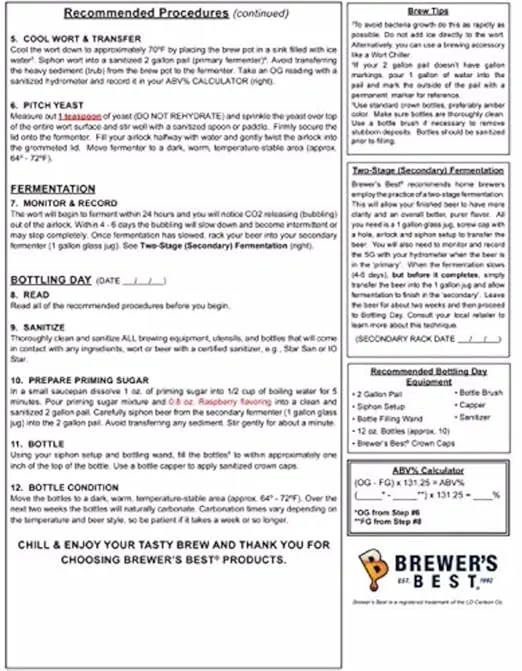 Brewer's Best One Gallon Home Brew Beer Ingredient Kit (Raspberry Golden Ale)