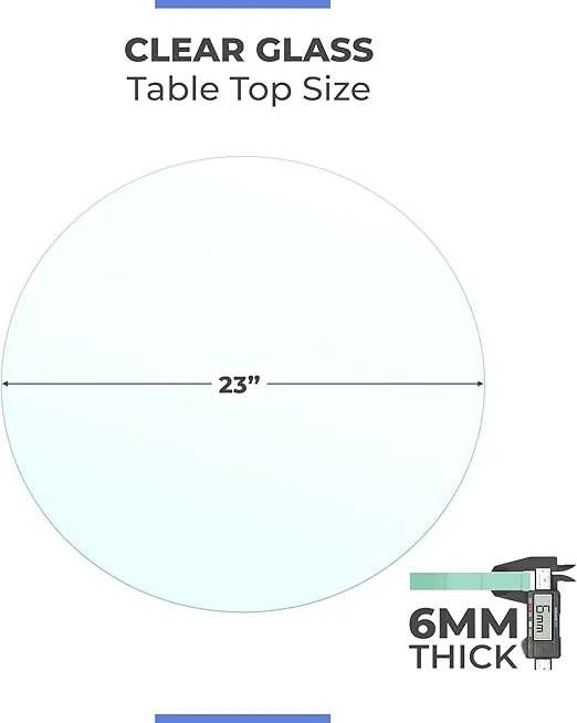 Fab Glass and Mirror Round Glass Table Top, 23 Inch, Clear