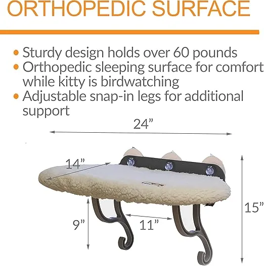 K&H Pet Products Universal Mount Kitty Sill Cat Window Perch 14 X 24 Inches Original
