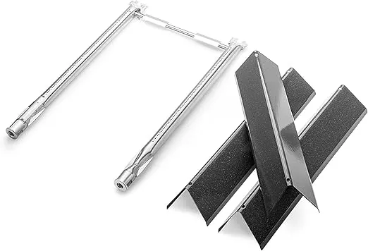 7635 Flavorizer Bars and 69785 Grill Burner Tubes for Weber Spirit I & II 200 with Front Control, Grill Replacement Parts for Spirit E210, E220, S210, S220, Heat Plate Accessory Kit for 7635 69785
