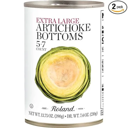 Roland Foods Extra Large Artichoke Bottoms, 5-7 Count, 13.75oz 2-Pack