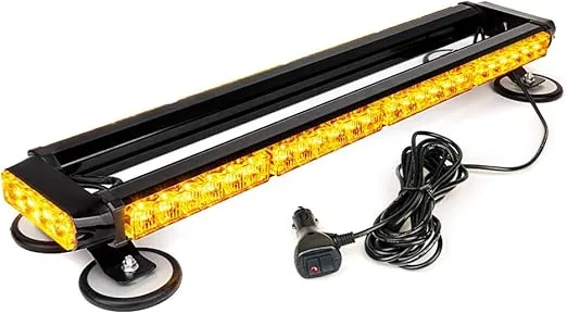 Xprite Amber LED Rooftop Strobe Flashing Light Bar 26" Double Side High Visibility Emergency Hazard Warning Beacon Lights w/Magnetic Base for Safety Construction Vehicles Tow Trucks Pickup Snowplow