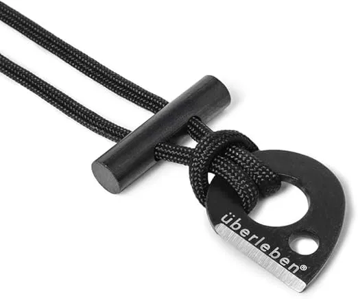 überleben Leicht Fire Starting Necklace - Survival Necklace - 5/16" Thick Ferro Rod Necklace & Fire Striker, 12,000 Strikes - Waterproof Flint and Steel Paracord Necklace, Firestarter Lanyard