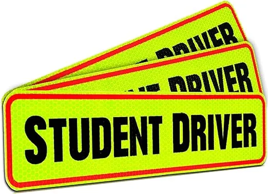 Reflective Student Driver Magnet | 12" Car Magnet Sticker for New & Beginner Drivers | Weatherproof & Magnetic | Accessories for Student Driver | Driving Signs Stickers