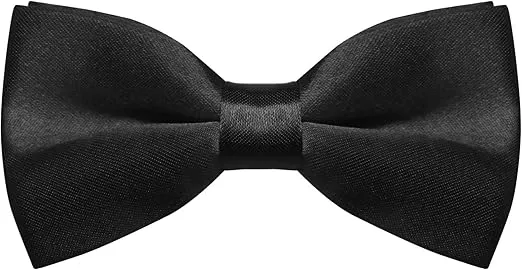 Black Bow Tie for Boys, Pre-tied Boys Bow Tie Solid Color Adjustable Kids Bowtie for Wedding School Concert