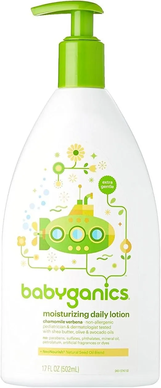 Babyganics Extra Gentle Moisturizing Daily Lotion, Chamomile Verbena, 17 Fluid Ounce (502 ml)
