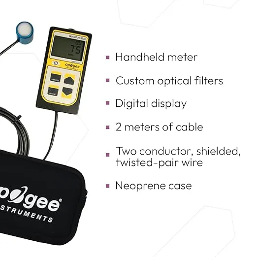 Apogee Instruments MQ-500 Full-Spectrum Quantum PAR Meter - Digital PPFD Meter for Indoor Grow Lights, Sunlight & Plant Monitoring