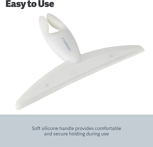 Casabella Clip-On Silicone Shower Squeegee, White - 10" Wide, Sturdy Silicone Blade, Ergonomic Handle, Clip-On Feature, Easy to Use, Shower Door Squeegee, Bathroom Squeegee, Glass Door Squeegee