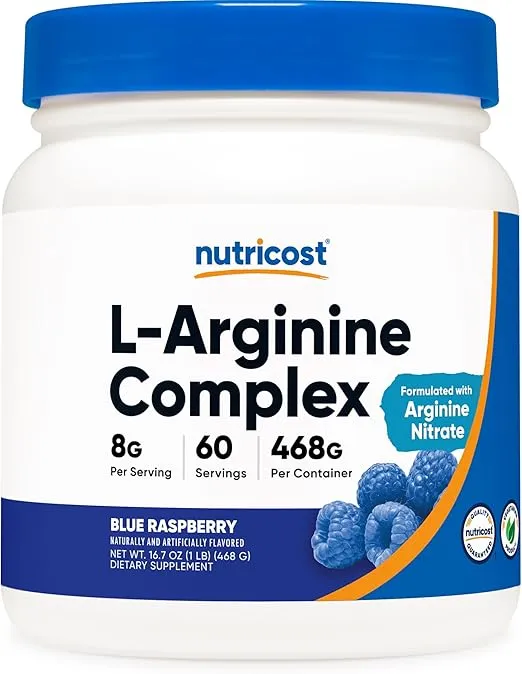 Nutricost L-Arginine Complex (Blue Raspberry, 60 Servings) - Gluten Free, Non-GMO