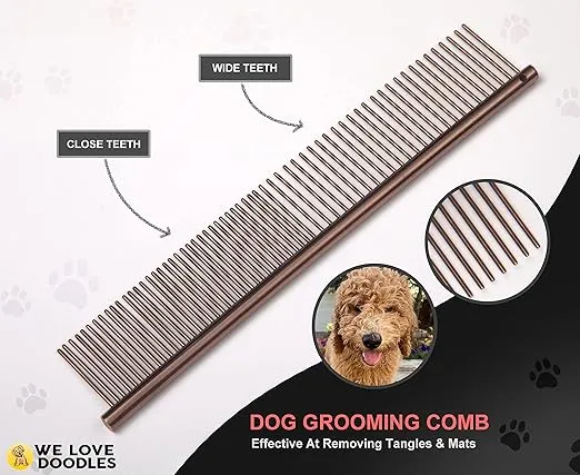 Dog Grooming Scissors Kit - Best Tools For Goldendoodles, Poodles & Doodles - Straight, Curved & Thinning Shears - Golden Doodle Grooming Kit - Professional Grade Steel, 4 Pc Set [We Love Doodles]