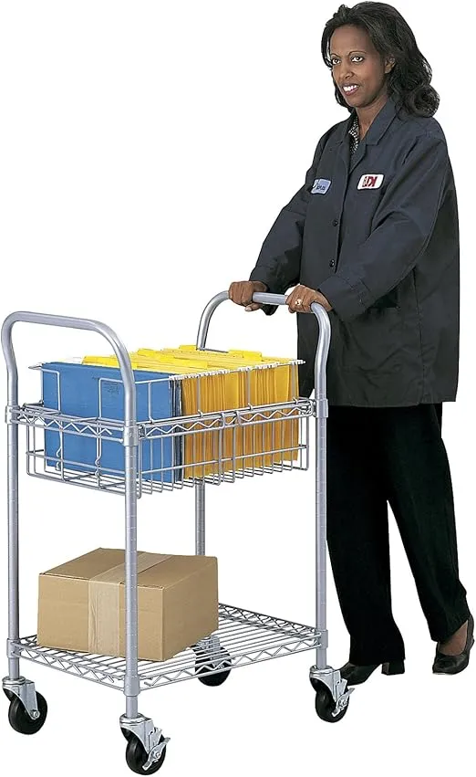 Safco Products 5235GR Wire Mail Cart Holds 75 Legal Folders, Sold Separately, Gray