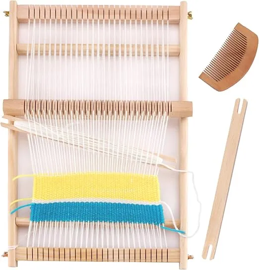 CYCHIRV Weaving Loom Kit, 15.2" H x 9.85" W Wooden Tapestry Looms, Warp Frame Loom Heddle Bar for Weave Board Weaver Tapestry Kids Beginner