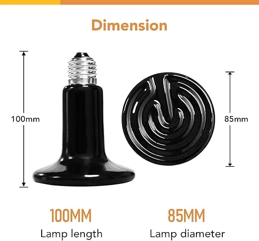 Simple Deluxe 100W Ceramic Reptile Heat Lamp Bulb No Light Emitting Brooder Coop Heater & Digital Heat Mat Thermostat Controller Combo for Amphibian Pet & Incubating Chicken, Black
