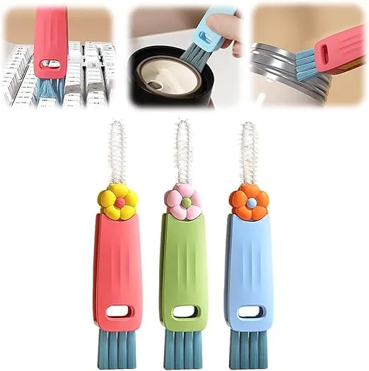 3 in 1 Cup Lid Cleaning Brush, 2024 New Water Bottle Cleaner Brush, Crevice Cleaning Brush for Bottle Gap Tight Spaces Cup,Multifunctional Cleaning Brush Portable Cup Lid Cleaner with Brush (Mix*3pcs)