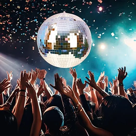 Disco Ball – Fun and Bright Disco Ball Ornament – 16inch Large Disco Ball Décor for Parties, Weddings, Events – Fun and Classic Mirror Ball with Glass Pieces – Shiny and Elegant Design (16 inches)