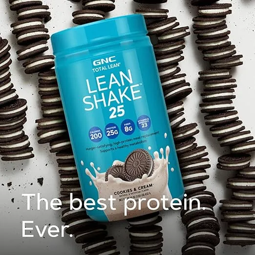 GNC Total Lean | Lean Shake 25 Protein Powder | High-Protein Meal Replacement Shake | Cookies and Cream | 16 Servings