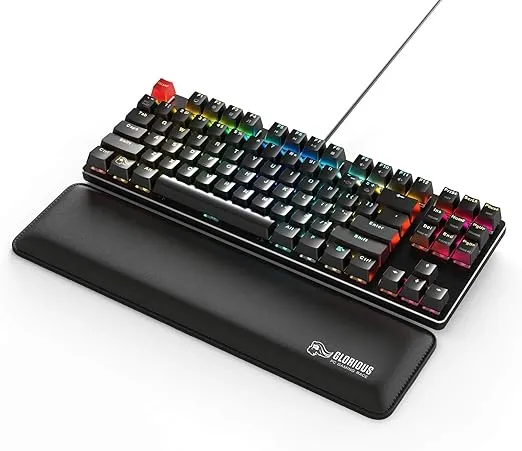 Glorious Gaming Wrist Pad/Rest - Slim TENKEYLESS - Black - Mechanical Keyboards,Stitched Edges,Ergonomic | 14x4 inches | 0.7in/17mm Thick (GSW-87) Slim TENKEYLESS (Black)