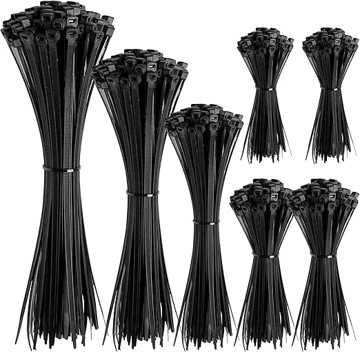 Cable Zip Ties,600 Packs Self-Locking Nylon CableTies Assorted Sizes 4+6+8+10+12-Inch,Multi-Purpose Wire Management Ties,Zip Wire Tie Perfect for Home,Garden Trellis,Office,Garage and Workshop(Black)