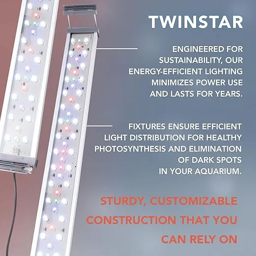 TWINSTAR LED EA Series Aquarium Light - Full Spectrum Fish Tank Light for Aquatic Plants for Aquarium, Built-in Timer & Dimmer for Natural Light Transitions, Sleek Fish Tank Decorations - 450EA IV