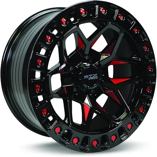 RTX ZION Custom Wheel - 17x9, 0 Offset, 6x139.7 Bolt Pattern, 106.1mm Hub - Black with Milled Red Accents Rim