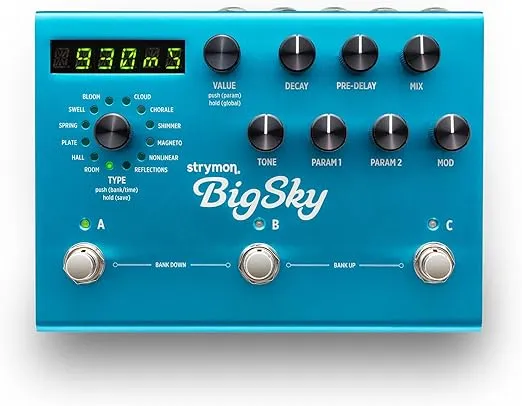 Strymon BigSky Multi Reverb Guitar Effects Pedal with 12 Unique Reverb Machines for Electric and Acoustic Guitar, Synths, Vocals and Keyboards