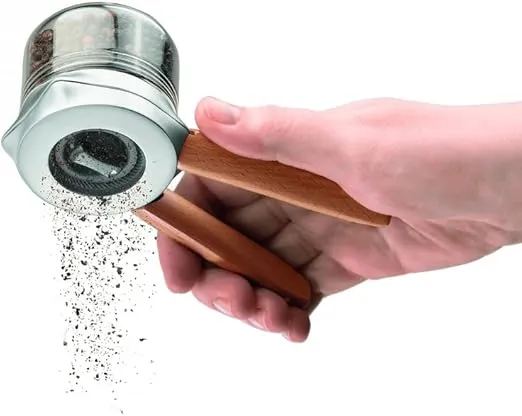 Dreamfarm Ortwo Original Ergonomic 1-or-2-Handed Re-Fillable Pepper, Spice, Seed, Coffee Mill with 6 Grind Settings - 2oz Beechwood