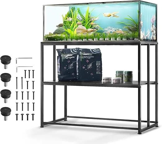 VEVOR Aquarium Stand, 40 Gallon Fish Tank Stand, 36.5 x 18.5 x 29.5 in Steel Turtle Tank Stand, 335 lbs Load Capacity, Reptile Tank Stand with Storage, Hardware Kit, and Non-Slip Feet, Black