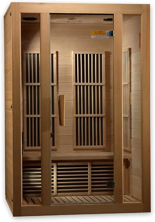 Maxxus Saunas MX-J206-01 Seattle Carbon Far Infrared Sauna for 2 Persons, Hemlock Wood (Curbside Delivery)