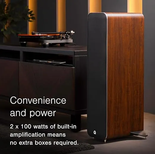 Q Acoustics M40 Bluetooth Powered Floor Standing Speakers HD Wireless Music Home Theatre Surround Sound System Black – Tweeter 0.9”, Mid Bass/Driver 5.0”, Freq. Response 38 Hz – 22 kHz