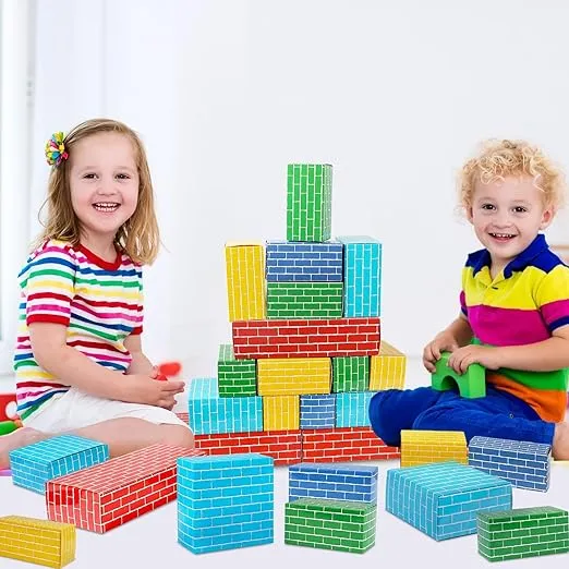 Cardboard Building Paper Blocks 24 Blocks for People Stacking Paper Bricks Building Blocks Supplies Stacking Jumbo Cardboard Blocks Set Construction Cardboard Bricks Supplies Favor