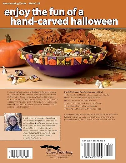 Halloween Woodcarving: Frightfully Fun Projects (Fox Chapel Publishing) Beginner-Friendly Step-by-Step Instructions, Photos, and Patterns for a Witch, a Mummy, a Black Cat, Trick-or-Treaters, and More