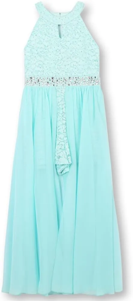 Speechless Girls' High Neck Romper Maxi Walk-Through Party Dress
