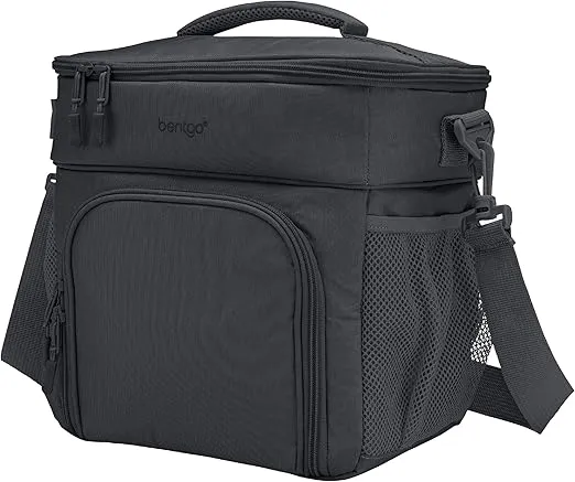 Bentgo Prep Deluxe Insulated Multimeal Bag - Lunch Box Bag, Holds 5 Meals, Premium Insulation up to 8 Hrs, Durable, Water-Resistant - Large Capacity For Adult Meal Prep (Dark Gray)