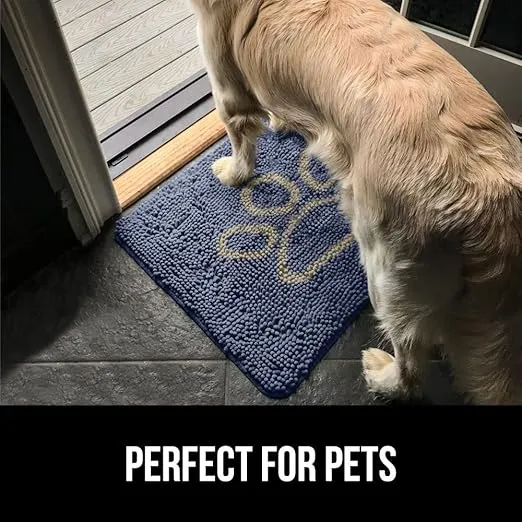 Gorilla Grip Ultra Absorbent Grippy Doormat for Muddy Dog Paws, Machine Washable Soak Stopper Rugs Cleaner Floors, Bed Mat for Dirty Dogs, Indoor Entrance Door Rug Pet Bed Mats 24x17 Navy