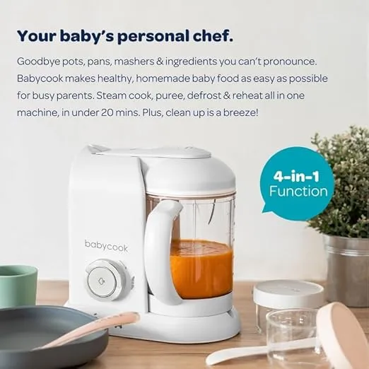 BEABA Babycook Solo 4 in 1 Baby Food Maker, Baby Food Processor, Steam Cook and Blender, Large Capacity 4.5 Cups, Cook healthy baby food at Home, Dishwasher Safe, Charcoal