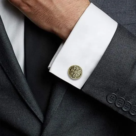 HAWSON Gold Cufflinks and Tuxedo Studs for Men Boy with Gift Box, Suitable for Black Suit White Shirt Bow Tie Vest, Mens Jewelry or Accessories on Wedding Birthday Anniversary Father's Day