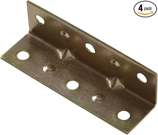 Hillman Hardware Essentials 853075 Zinc and Yellow Dichromate Inside Corner Brace 2-1/2" x 3/4" 4-Pack