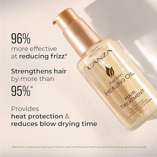L'ANZA Keratin Healing Hair Oil Treatment, Keratin Hair Treatment, Hair Oil For Damaged Hair, Revives & Nourishes, Sulfate Free Healing Oil for Hair with Phyto IV Complex, Cruelty Free Hair Care
