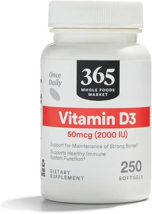 365 by Whole Foods Market, Vitamin D3 2000 IU, 250 Softgels
