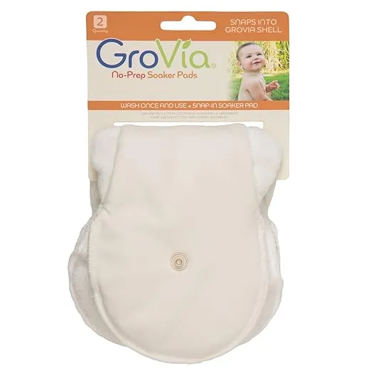 GroVia No-Prep Reusable Soaker Pad for Baby Cloth Diapering Hybrid Diaper Shell (2 Count)
