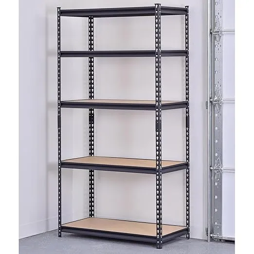 Sandusky/Edsal UR185P-BLK Black Steel Heavy Duty 5-Shelf Shelving Unit, 4000lbs Capacity, 36" Width x 72" Height x 18" Depth (Does not include post couplers)