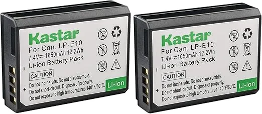 Kastar LP-E10 Battery Replacement for Canon EOS Rebel T3 T5 T6 T7, Canon EOS 1100D 1200D 1300D 1500D 2000D 3000D and Canon EOS Kiss X50 X70 X80 X90 Digital Cameras