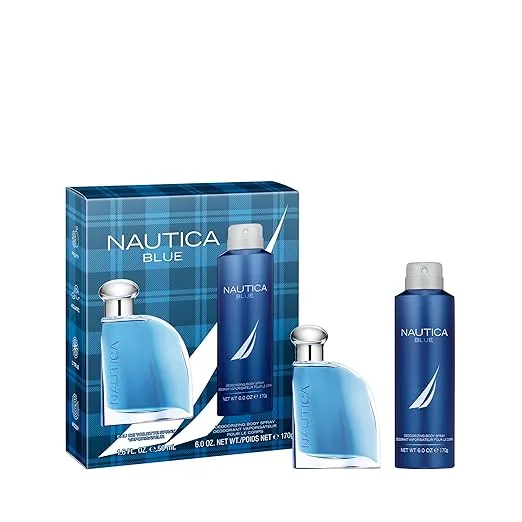 Nautica Blue 2-Piece Giftset, Eau de Toilette & Deodorizing Body Spray, 1.6oz, 6.0oz